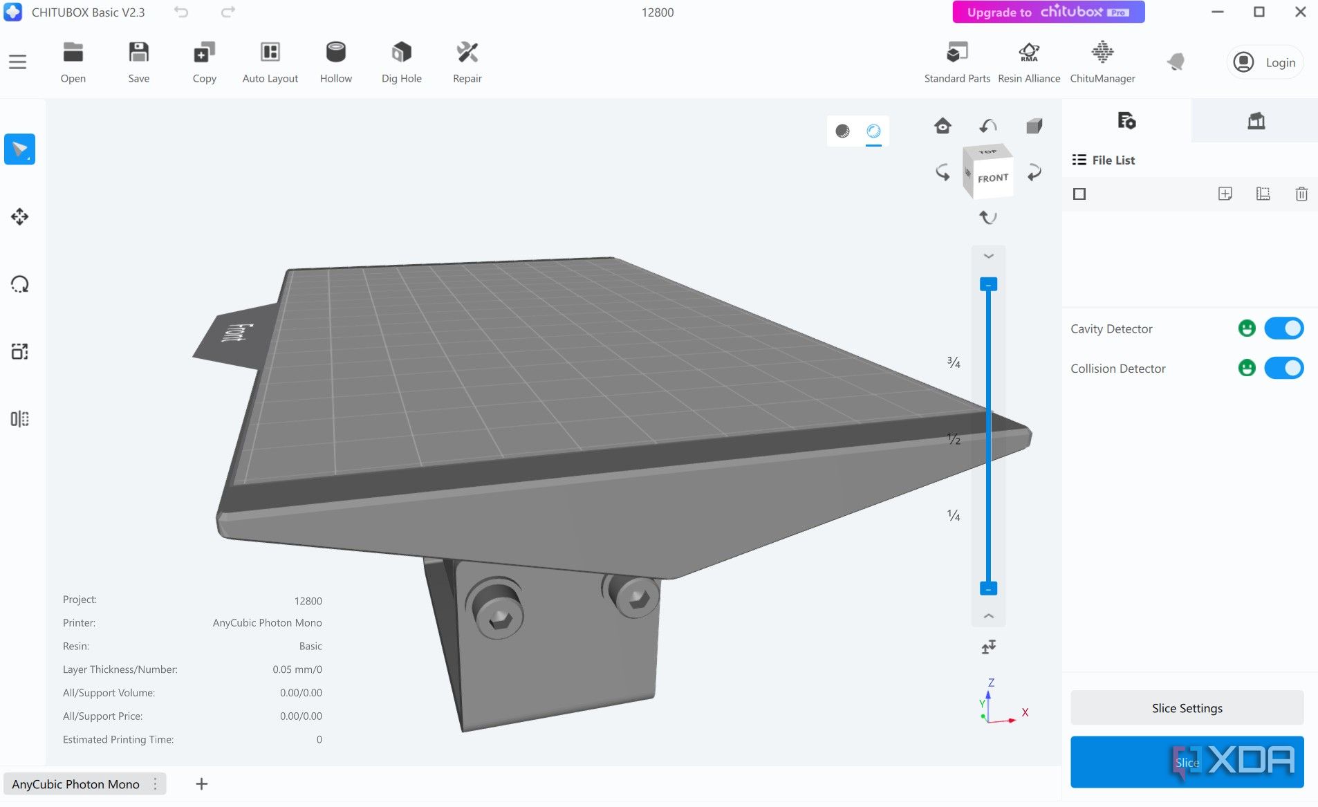 The interface of Chitubox slicer