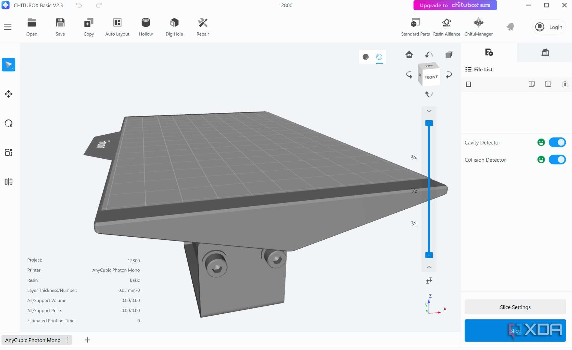 The interface of Chitubox slicer