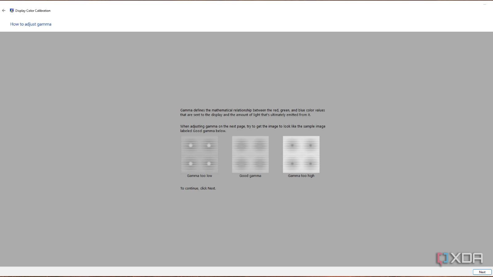 Screenshot of color balance gamma