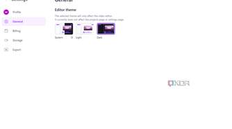 dark mode settings in clipchamp