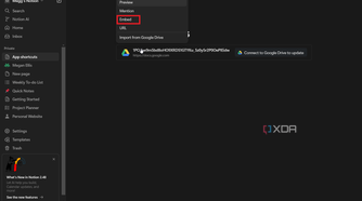 selecting the embed option in notion