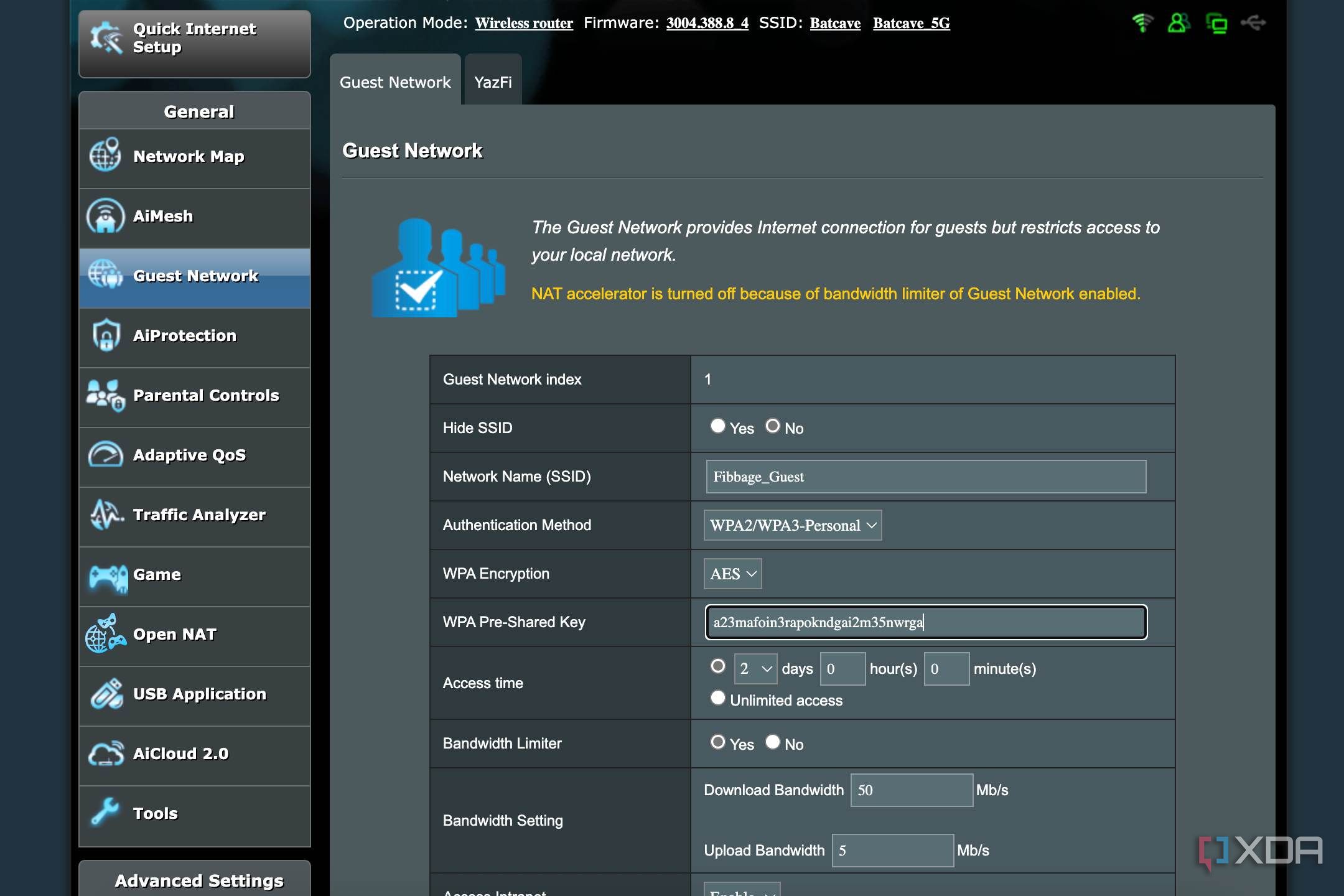 Set a difficult password for guest Wi-Fi account