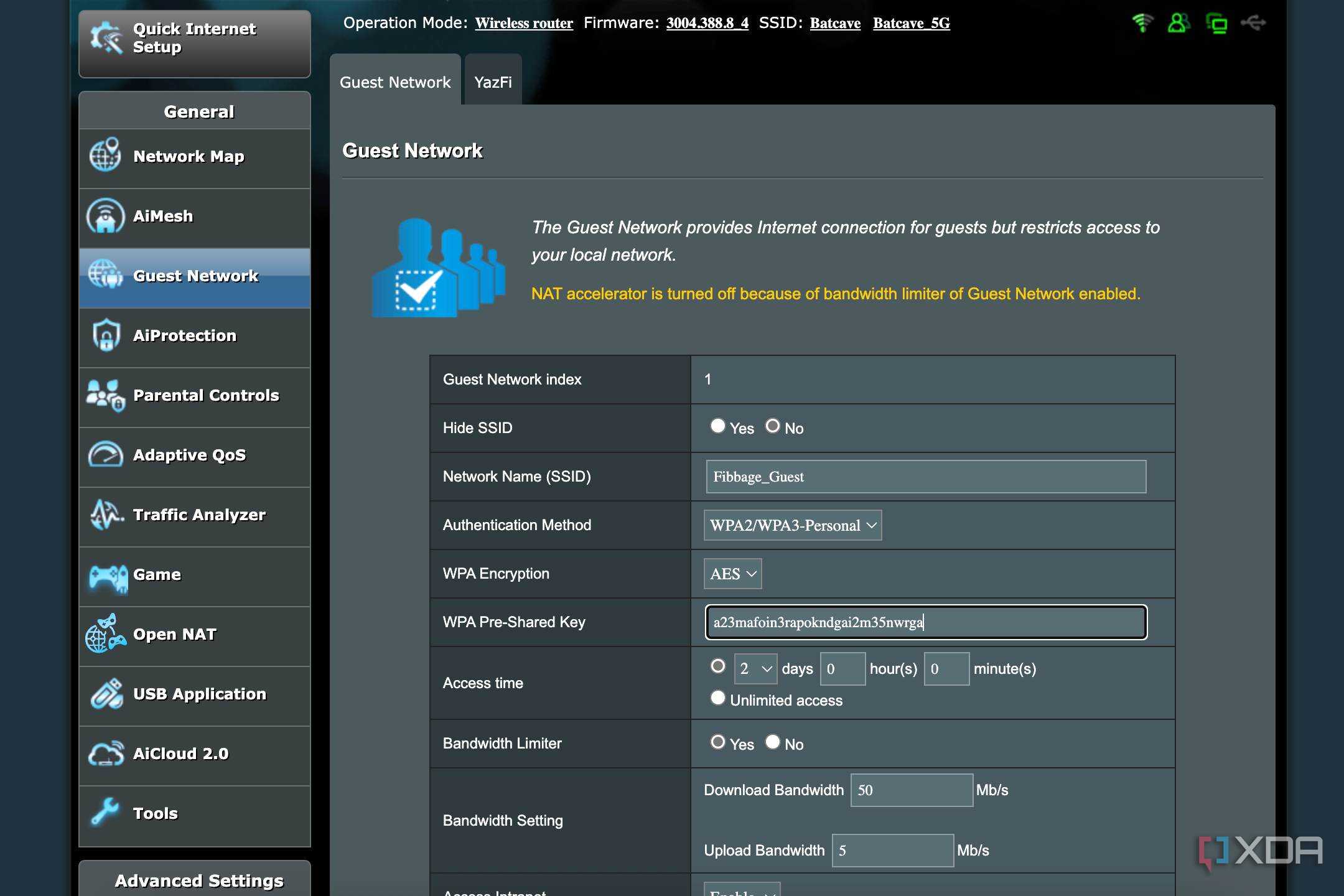 Set a difficult password for guest Wi-Fi account