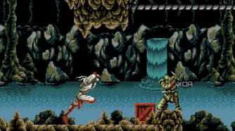 A ninja throwing a shuriken at a foe.