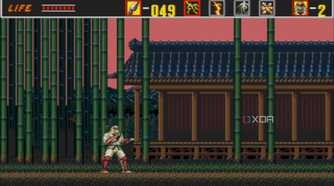 A level with a dojo surrounded by bamboo.