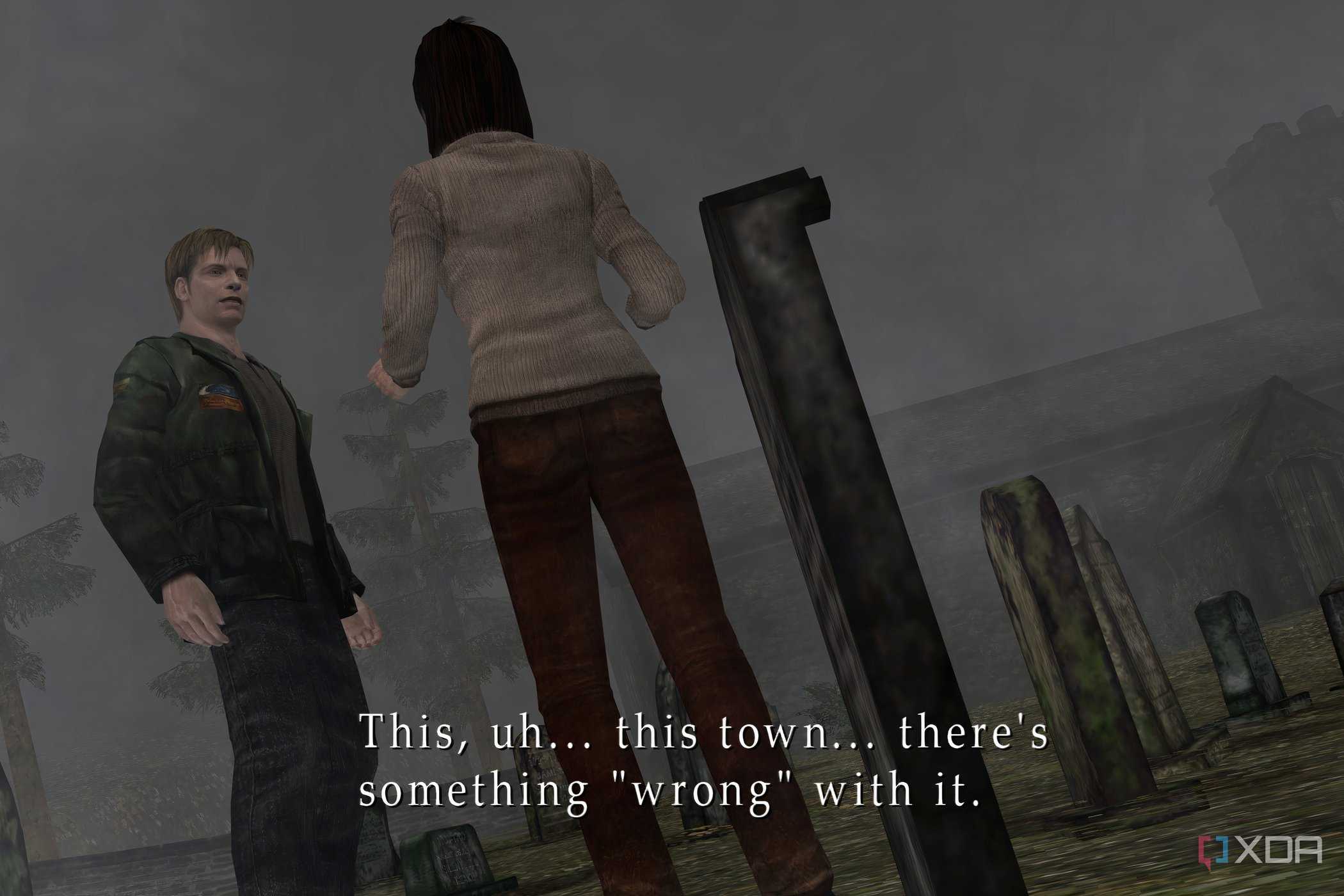 An in-game screenshot from the game Silent Hill 2, showing an in-game cutscene.