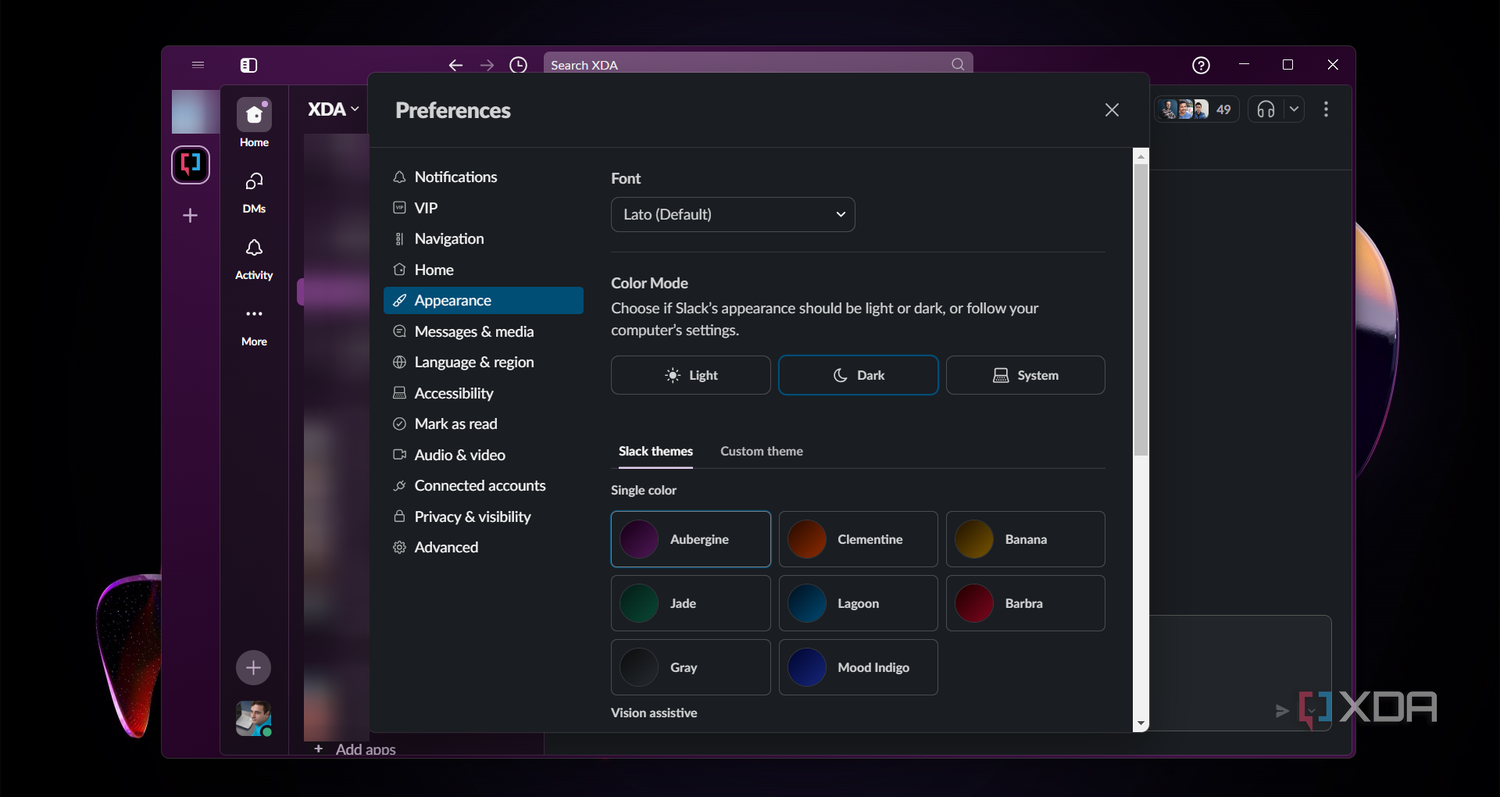 Slack-appearance-settings
