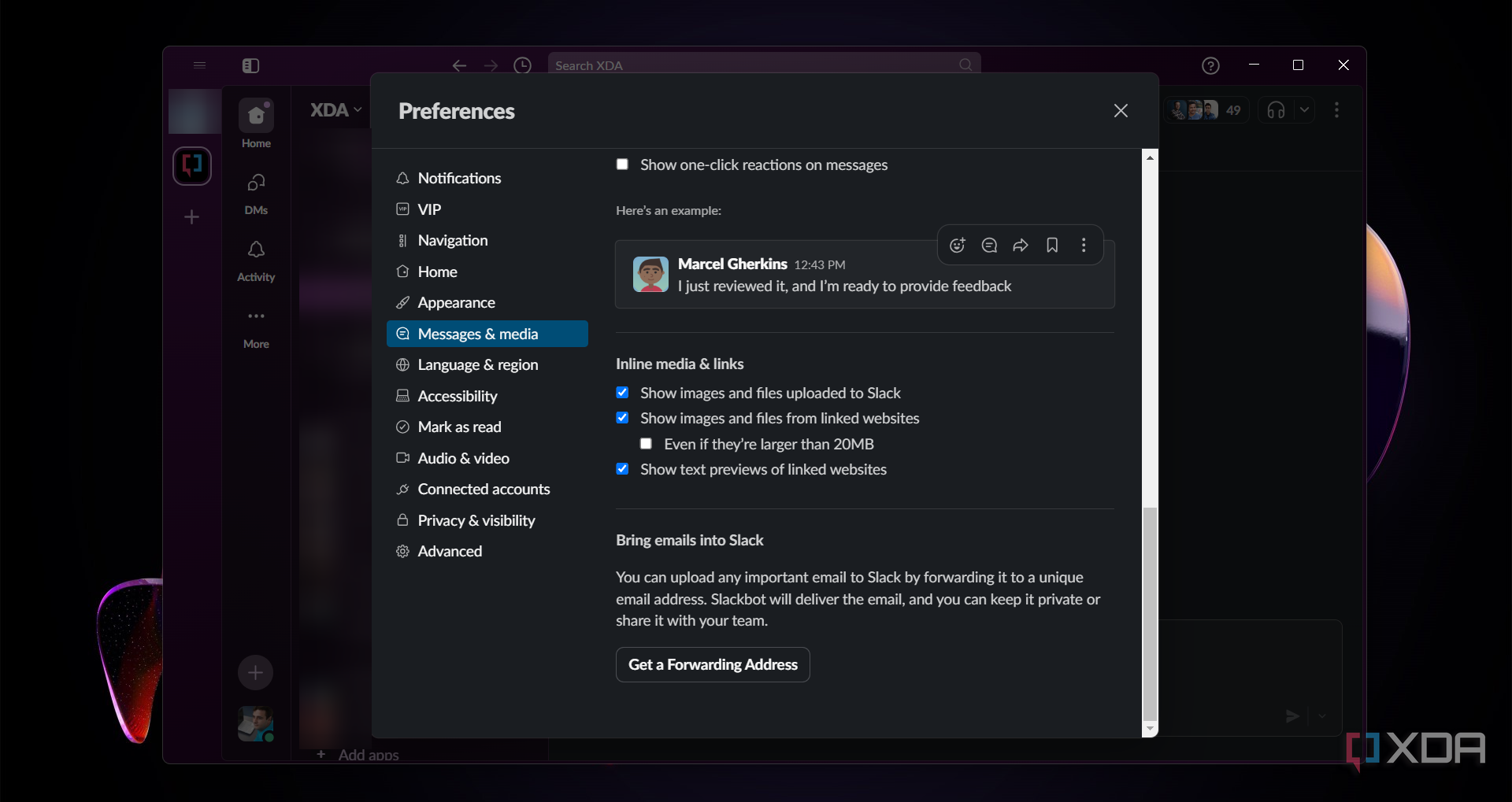 Slack-messages-and-media-settings