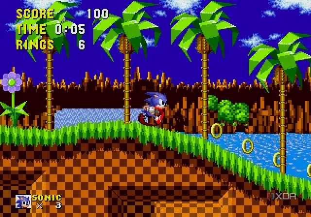 A screenshot of one of the first levels from Sonic the Hedgehog.