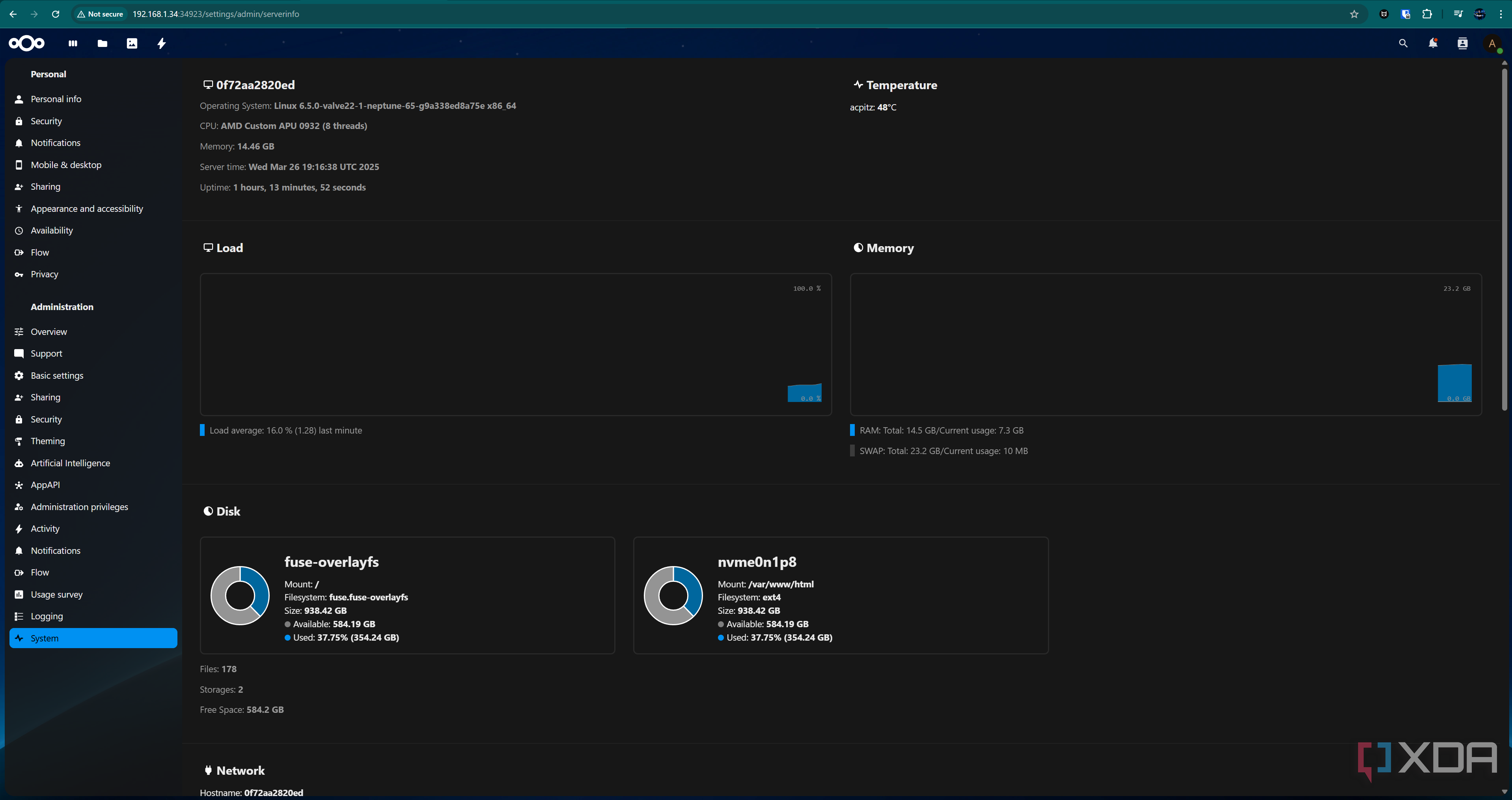 Nextcloud running on the Steam Deck in Podman