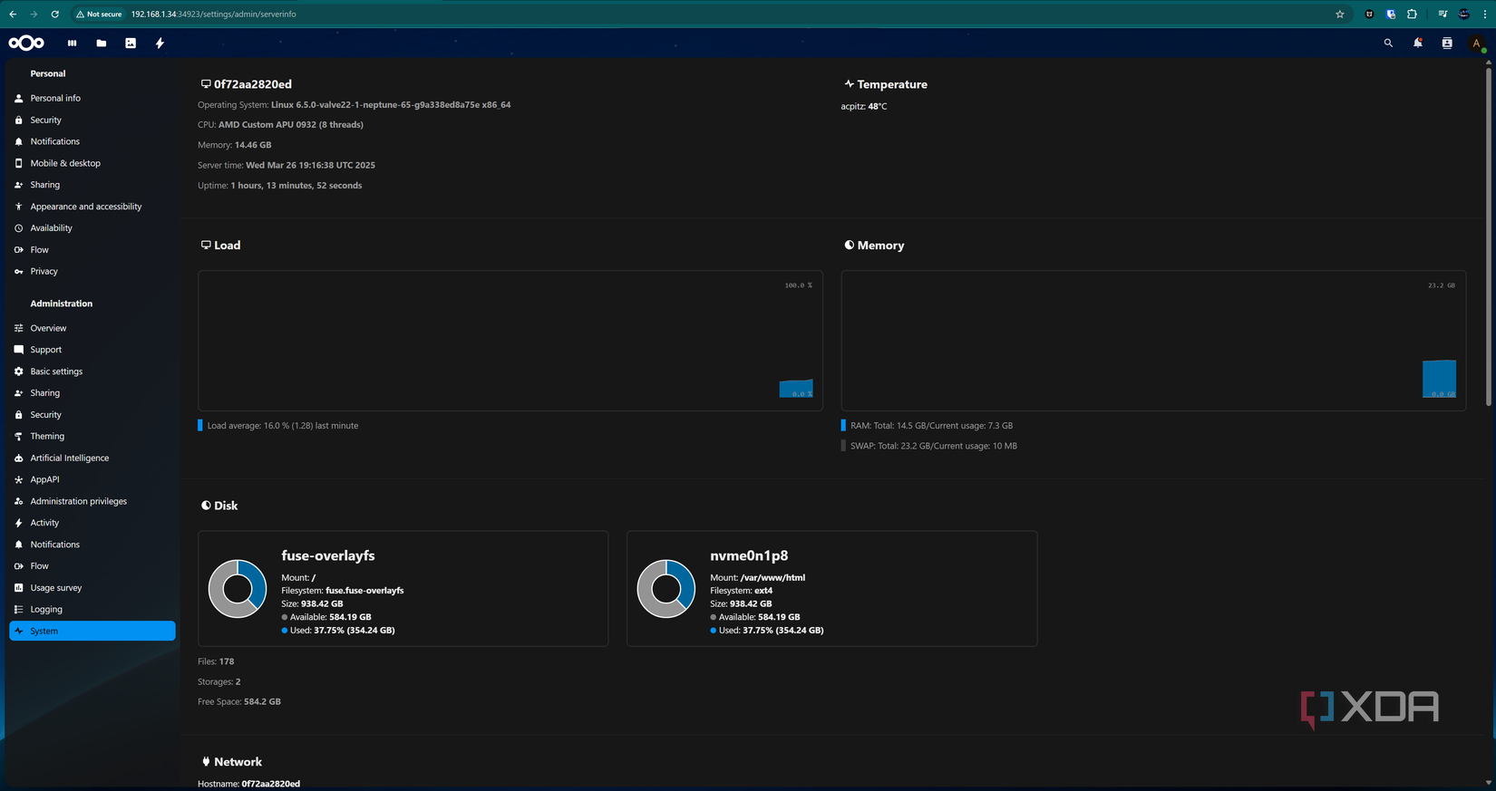 Nextcloud running on the Steam Deck in Podman