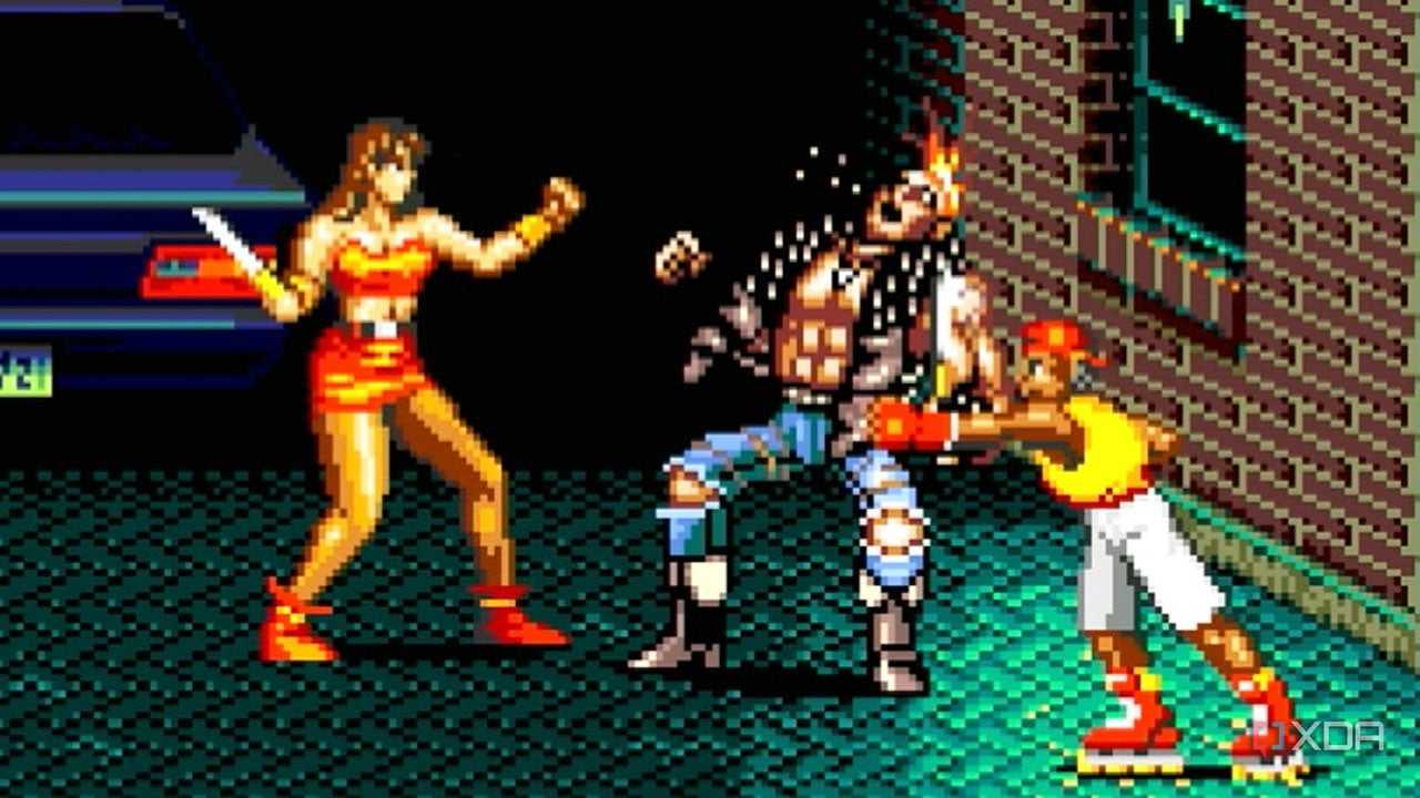 A screenshot showing the player fighting enemies in Streets of Rage.