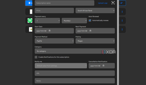 subscription with blank details in wallos