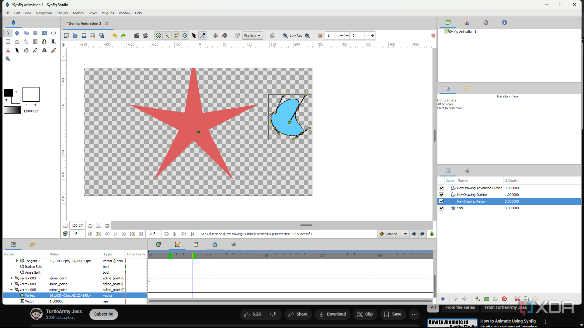 Synfig studio adjusting second drawing layer-1