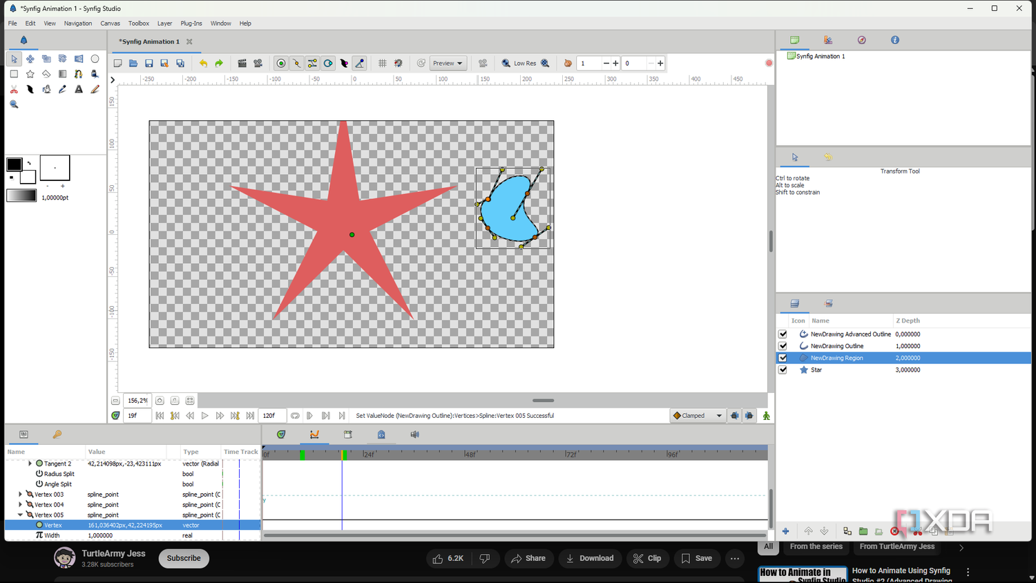 Synfig studio adjusting second drawing layer-1