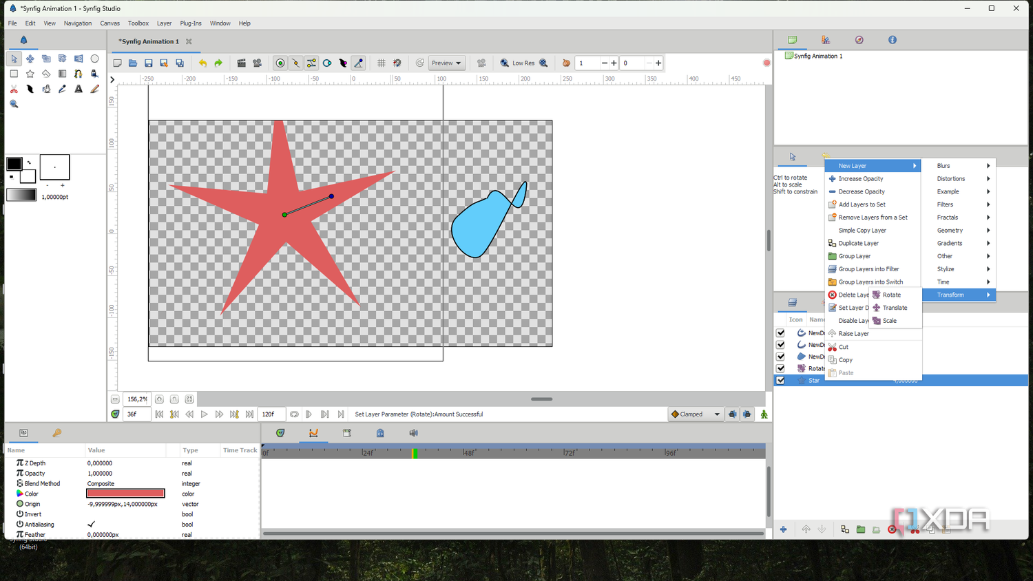 Synfig Studio animating layer-1