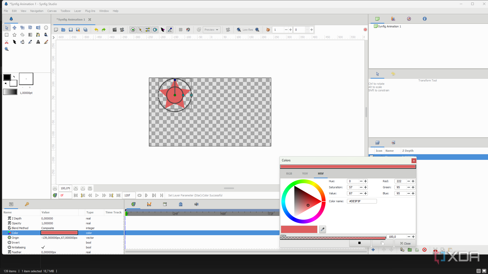 Synfig studio coloring star shape-1
