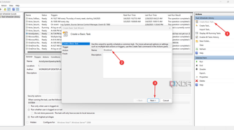 Instructions on starting a basic task in Task Scheduler