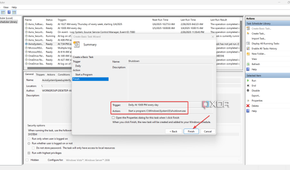 Finishing setting up the task in Task Scheduler