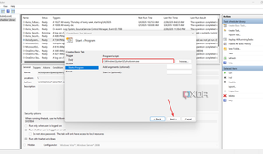 Entering the shutdown script in Task Scheduler