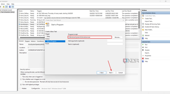 Entering the shutdown script in Task Scheduler
