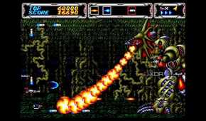 A screenshot of a Thunder Force boss fight.