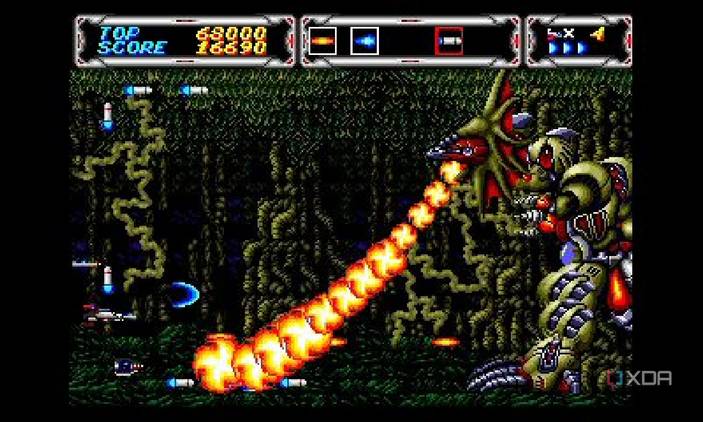 A screenshot of a Thunder Force boss fight.