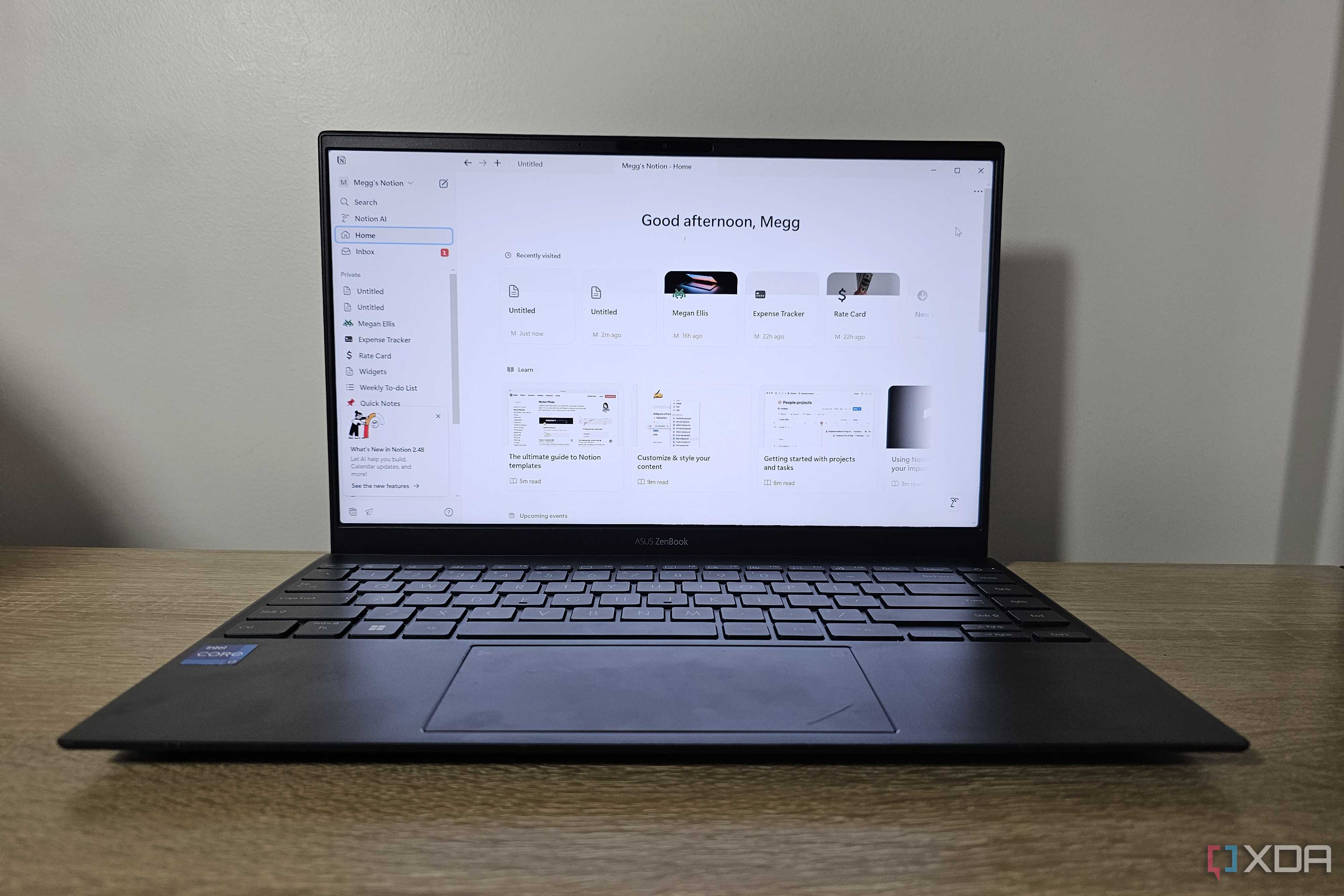 the notion desktop app open on a laptop