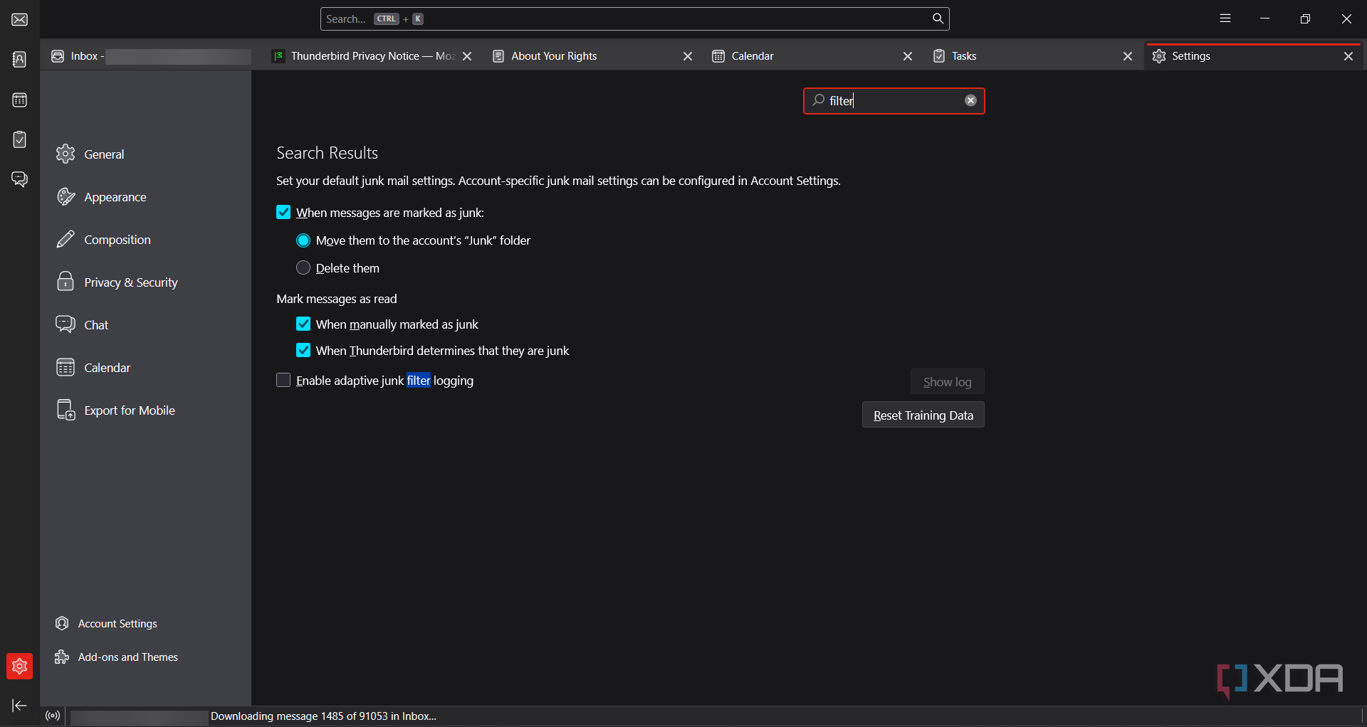 Thunderbird-search-in-settings