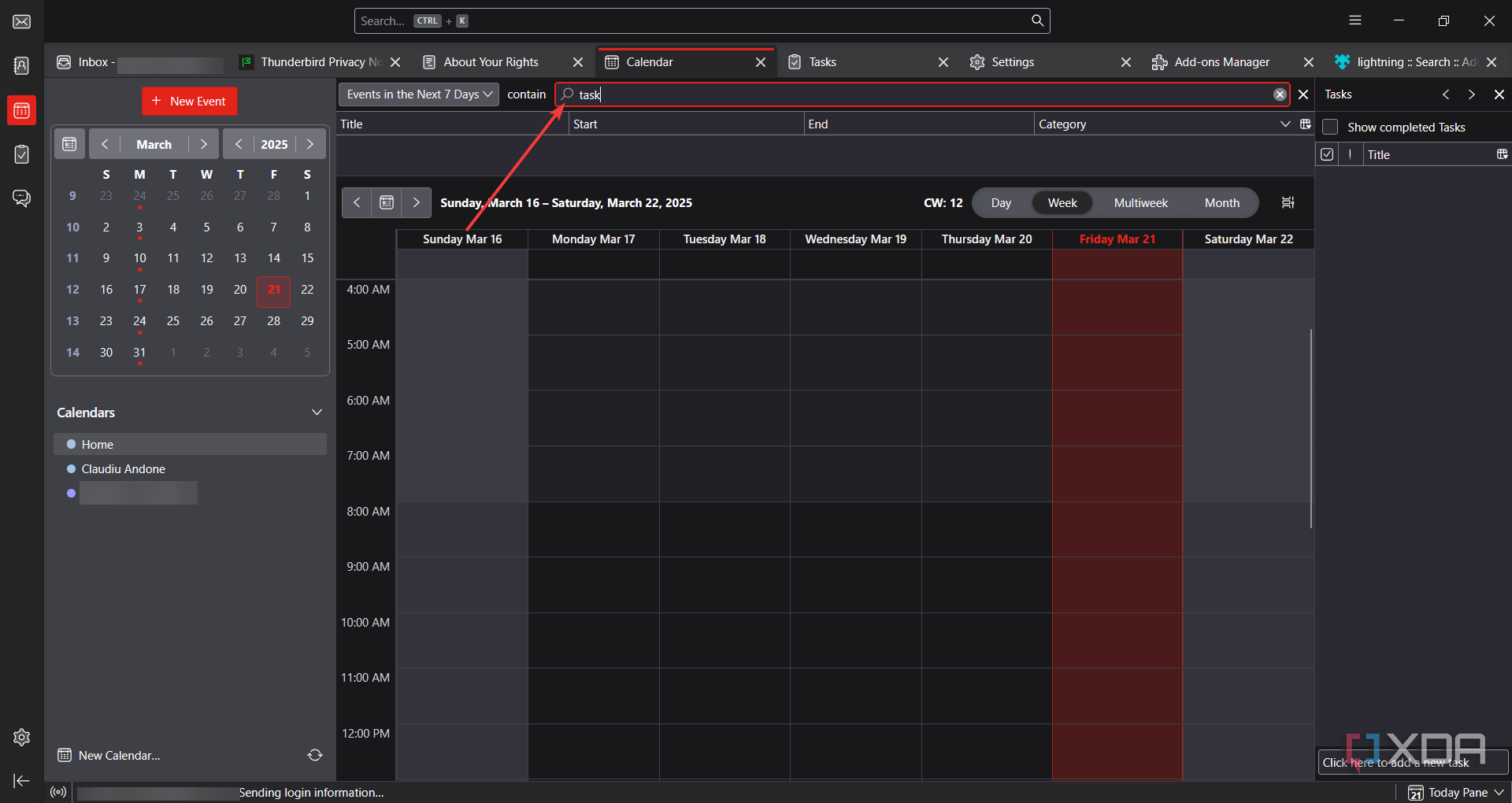 Thunderbird-searching-though-tasks