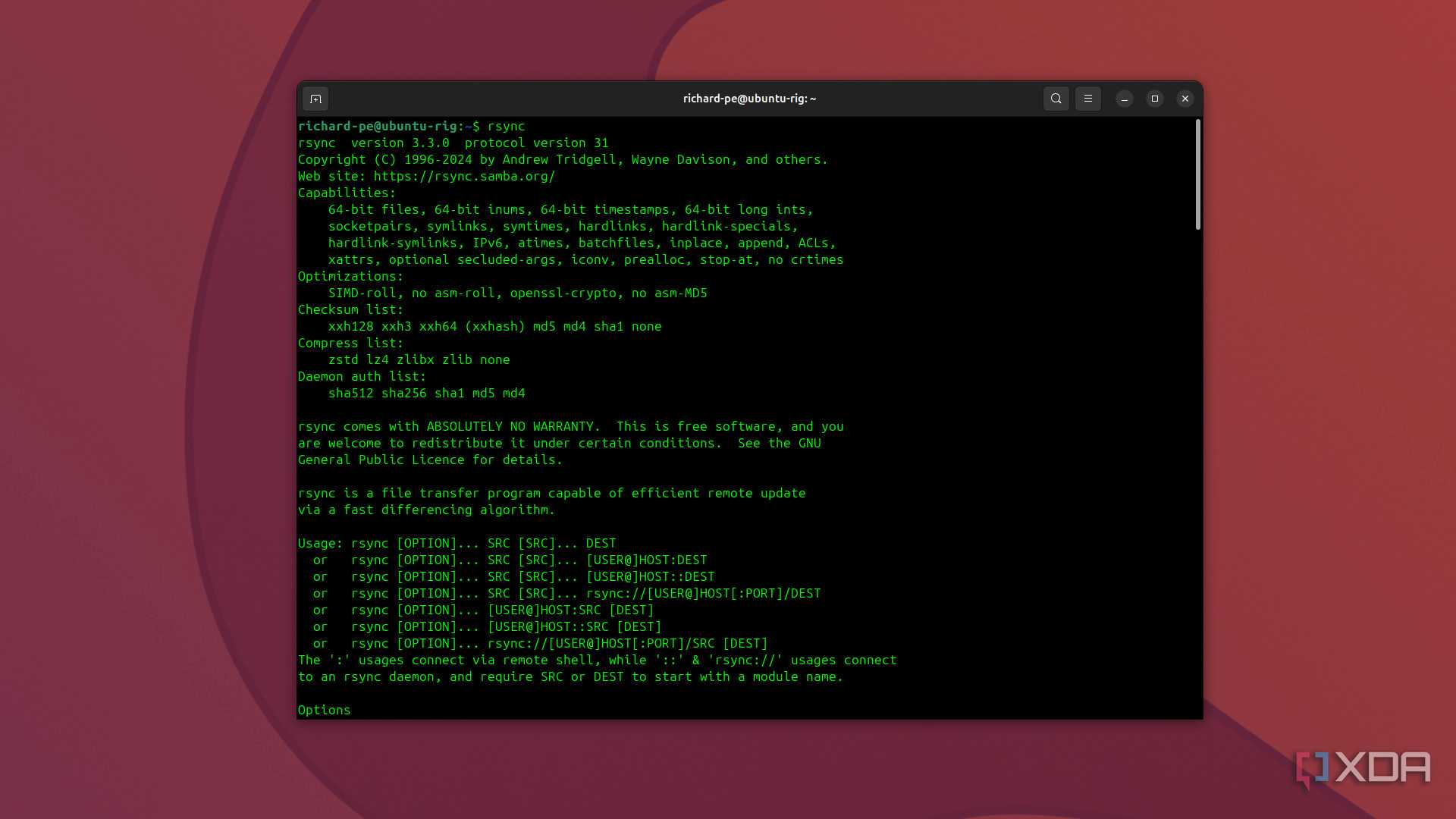 Ubuntu 24.10 Rsync
