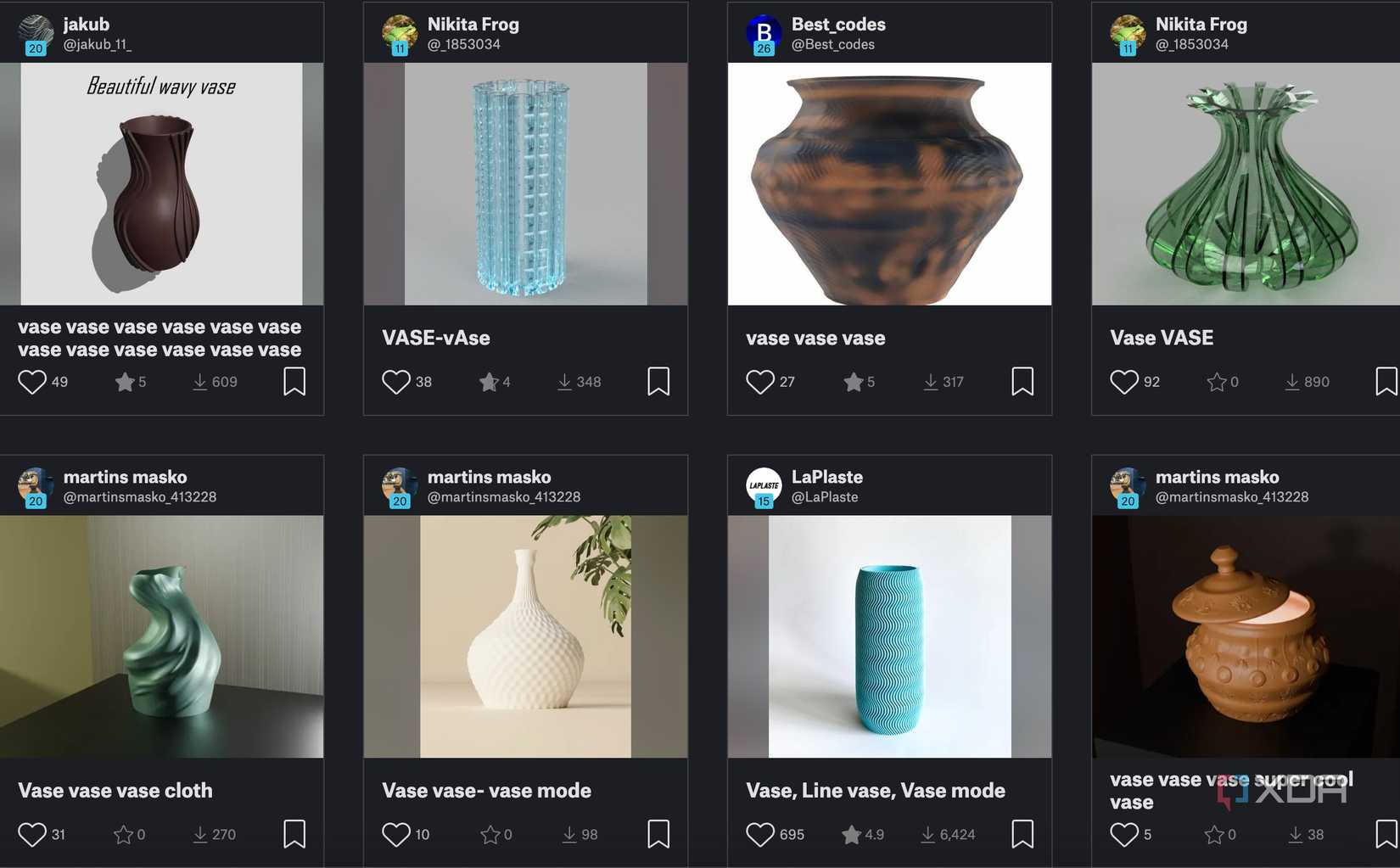 Vases to 3D print