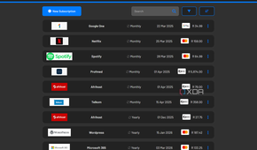 wallos with list of subscriptions