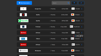 wallos with list of subscriptions