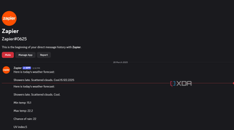 weather forecast message from zapier bot on discord