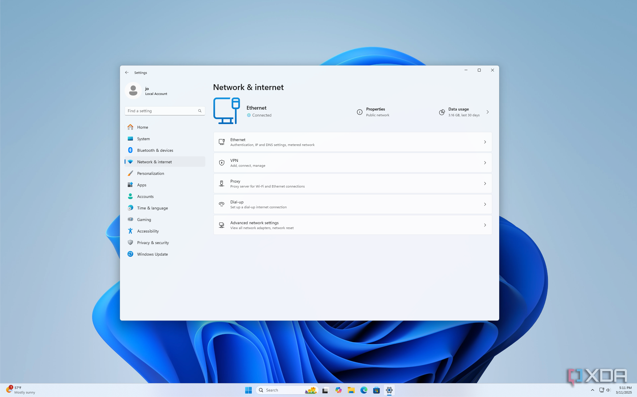 Screenshot of the Network & internet page in the Windows 11 Settings app