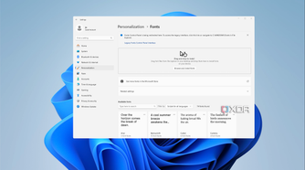 Screenshot of the font management page in Windows 11 Settings