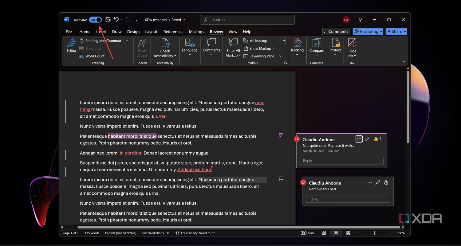 Keeping the Word AutoSave feature on