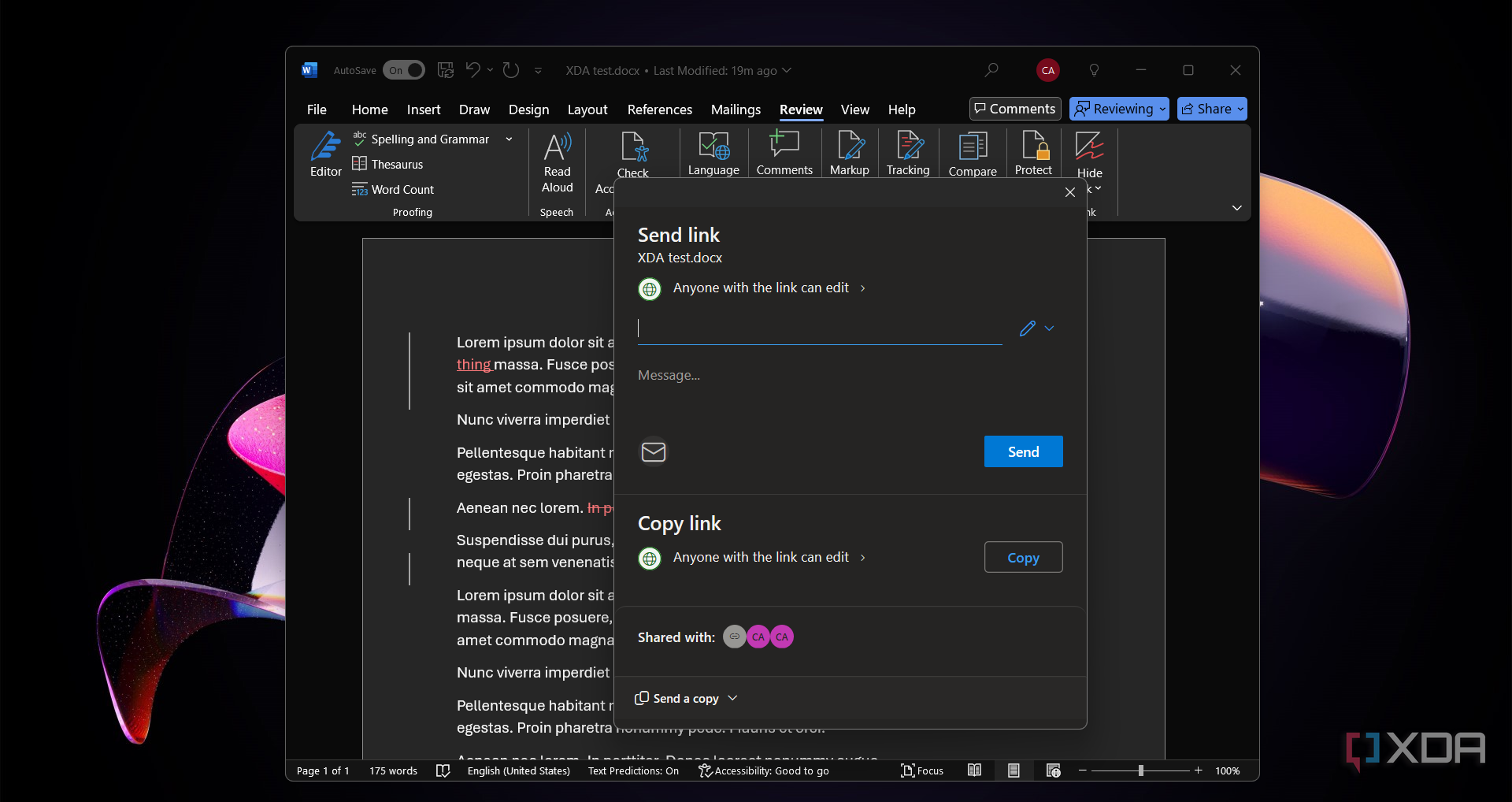 Word-sharing-options
