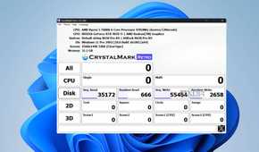 Crystal Disk Mark score for an XPG AData S70 Blade SSD with a 2TB storage capacity
