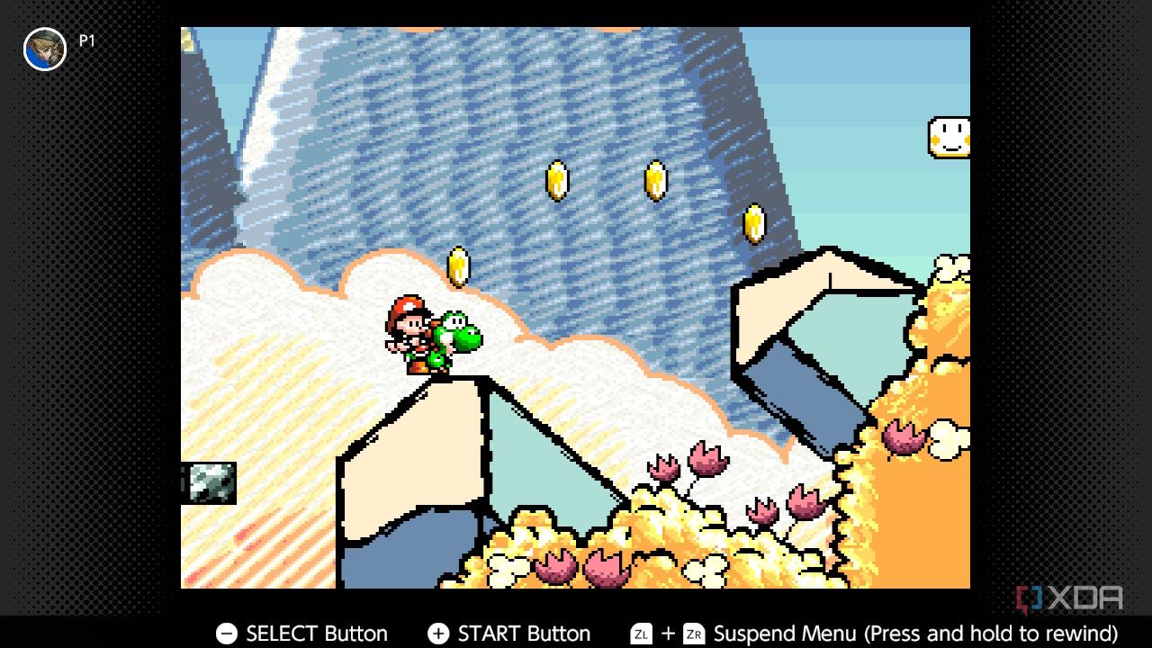 Yoshi grabbing coins in Yoshi's Island