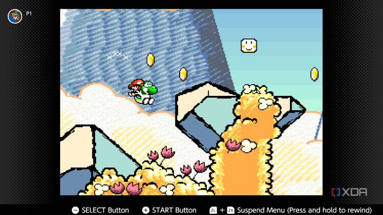 Yoshi jumping with baby Mario on his back
