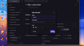 Shows editing calendar in proton