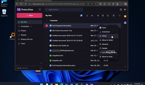 shows sharing files directly from Proton Drive