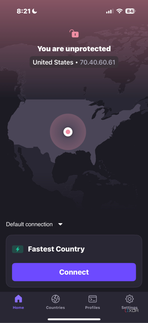 Proton VPN app running on iPhone