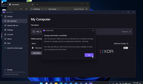 Shows Proton Drive notification about OneDrive folders