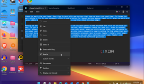 Shows rewrite with Copilot from context menu in Notepad