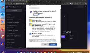 Shows EULA for Proton Calendar import