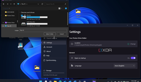 Shows adding a folder location to store data in Proton Drive