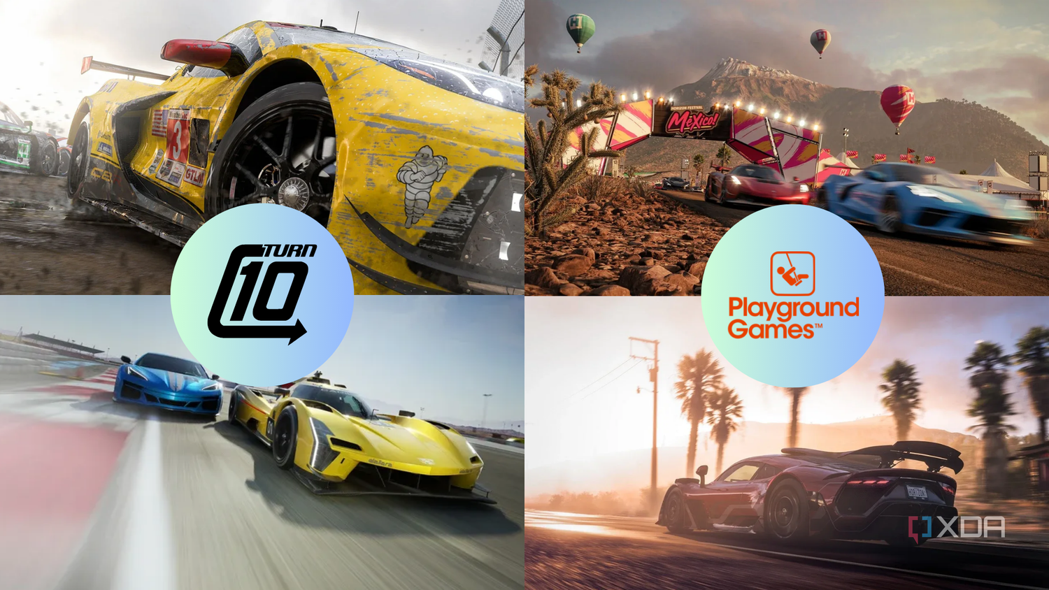 Turn 10 (Forza Motorsport) Next to Playground games (Forza Horizon)